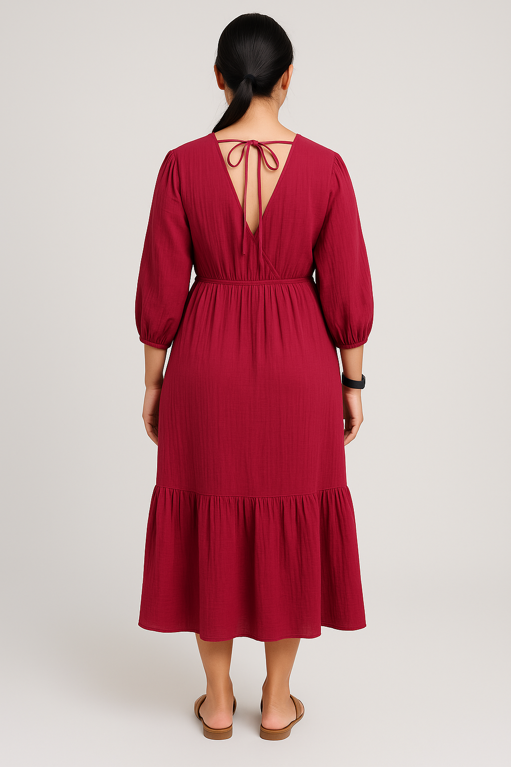 Ellara V-Neck Midi Tiered Dress