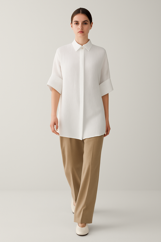 Premium Oversized White Cotton Double Gauze Shirt