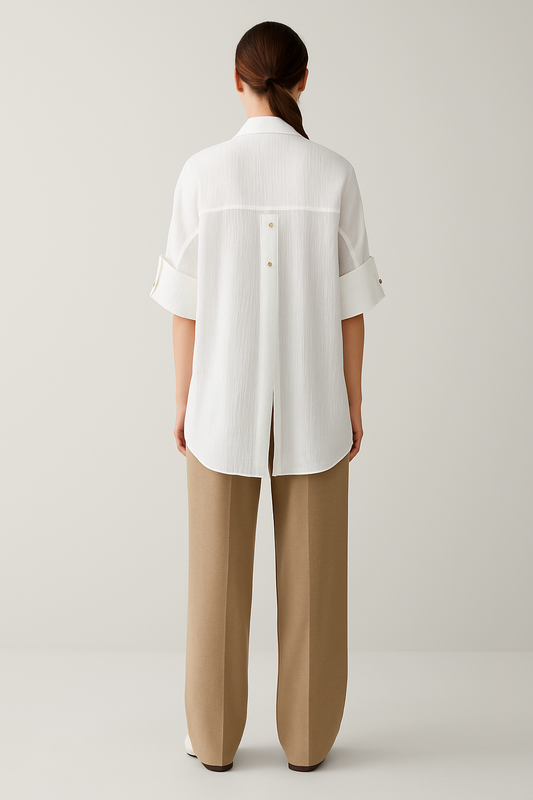 Premium Oversized White Cotton Double Gauze Shirt