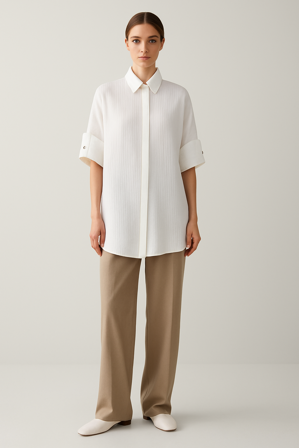 Premium Oversized White Cotton Double Gauze Shirt