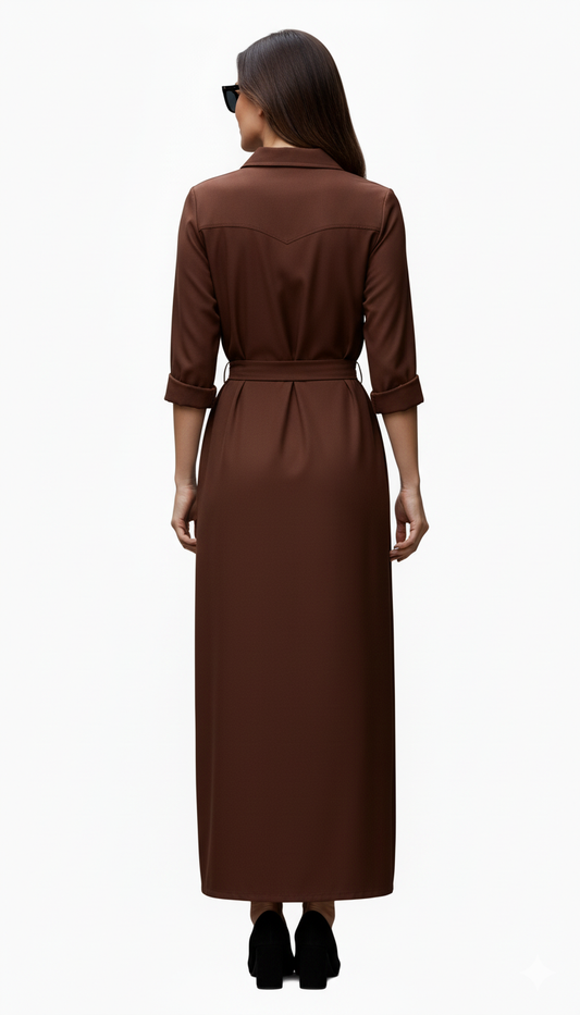 Chocolate Cotton Exquisite Shirt Dress