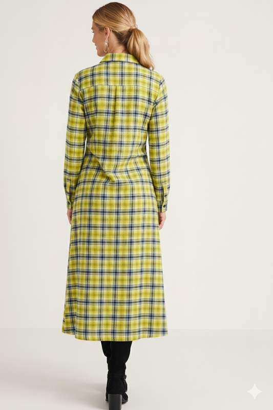 Yellow Check Flannel Shirt Dress