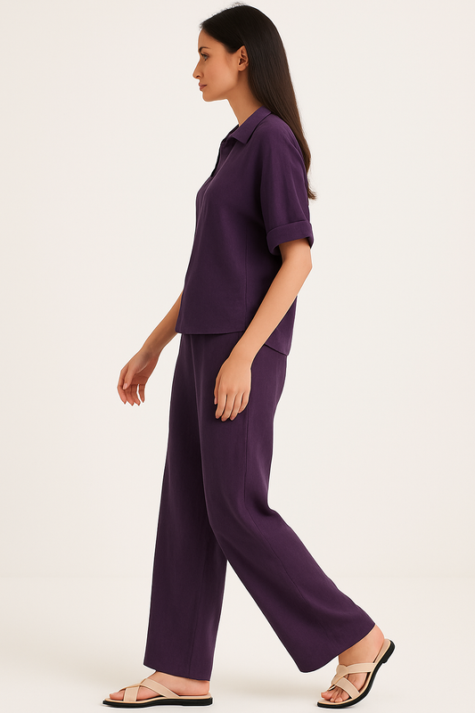 Purple Cotton Double Gauze Co-ord Set