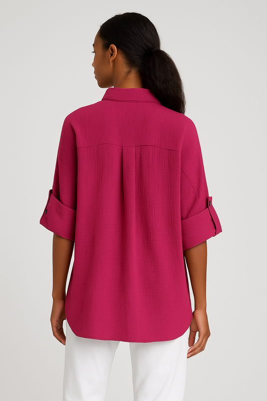 Premium Oversized Pink cotton double gauze Shirt