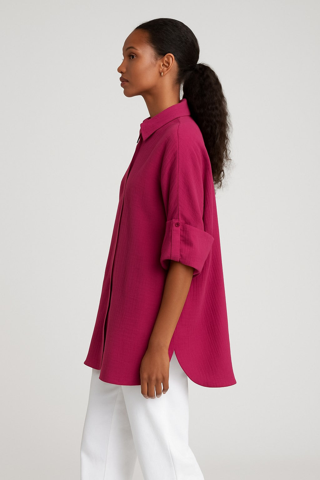 Premium Oversized Pink cotton double gauze Shirt