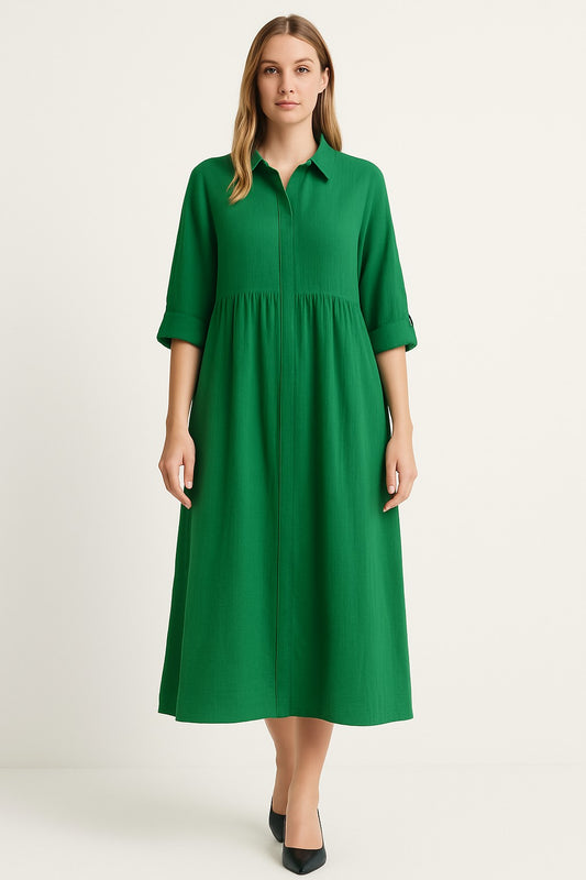 Ellara Green Midi Shirt Dress