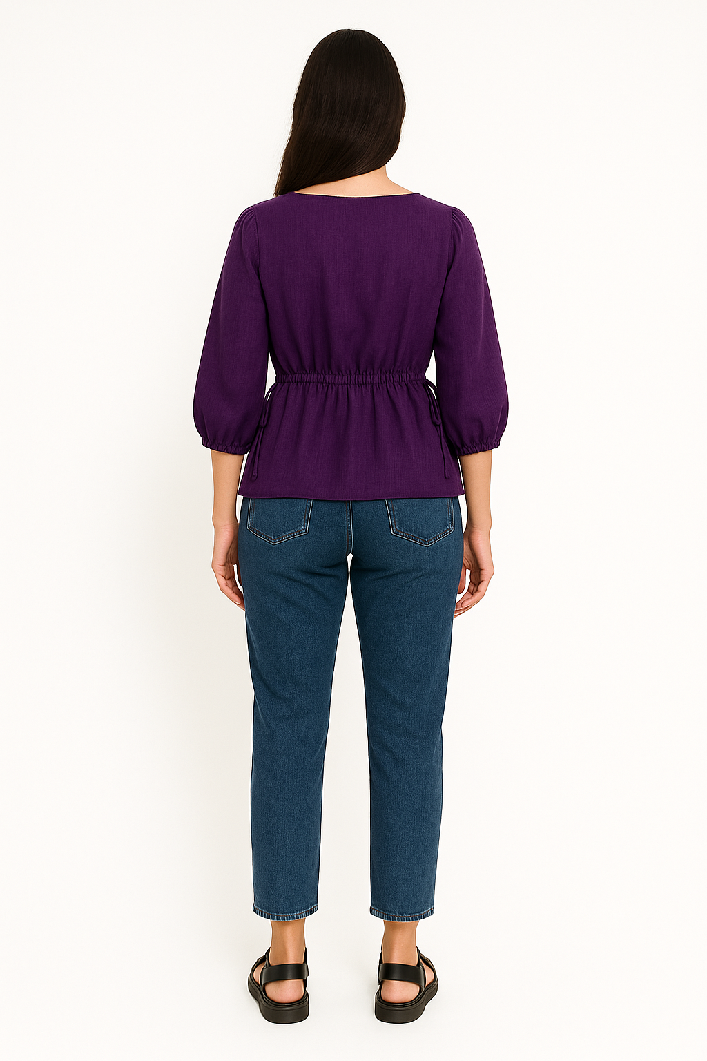 Ellara Side drawstring Round Neck Top