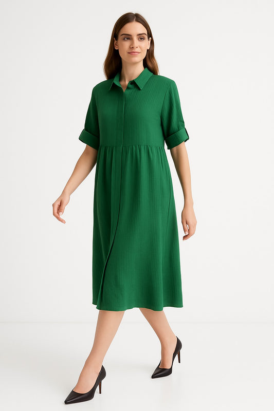 Ellara Green Midi Shirt Dress