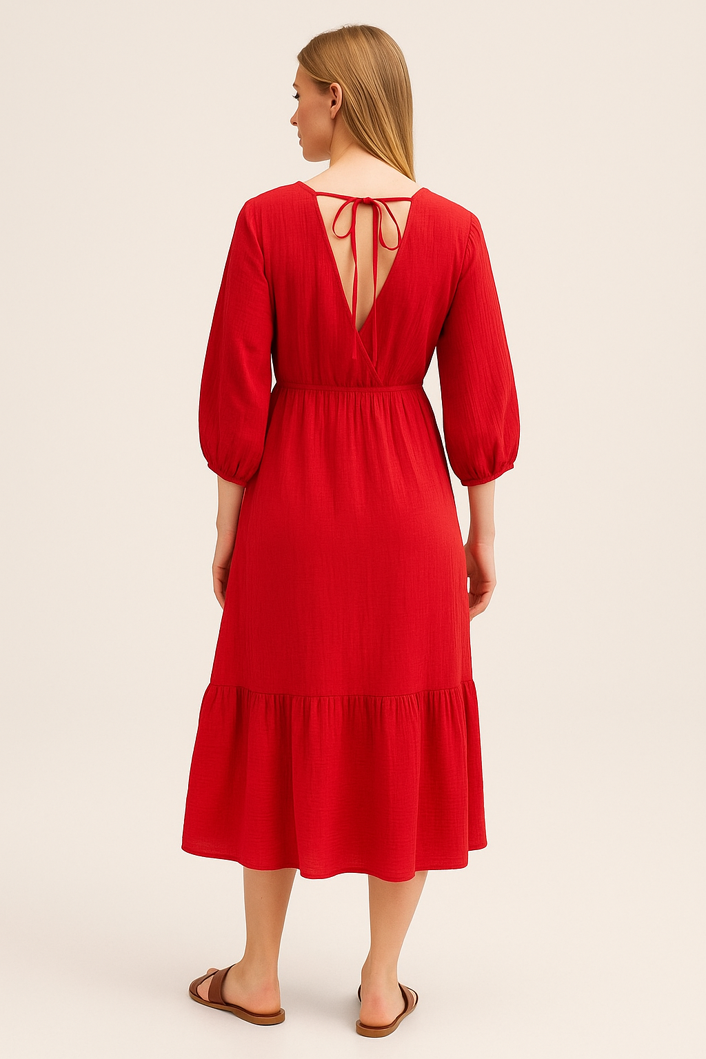 Ellara V-Neck Midi Tiered Dress