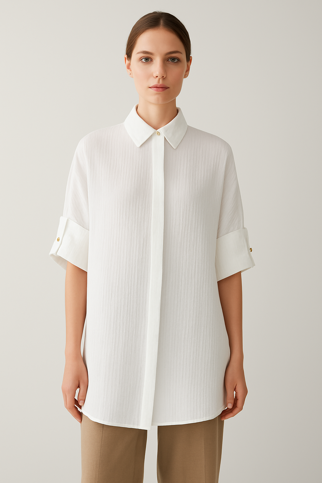 Premium Oversized White Cotton Double Gauze Shirt