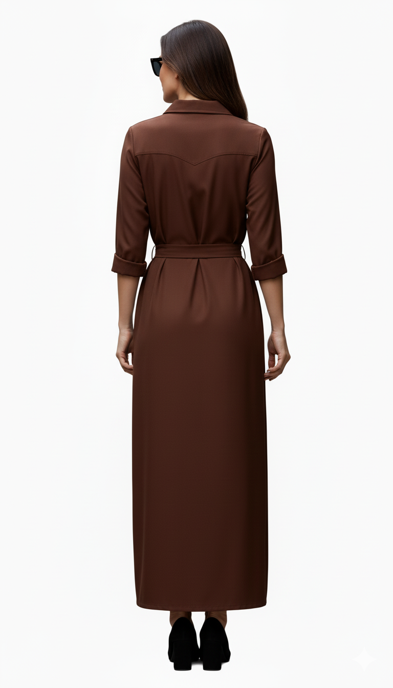 Chocolate Cotton Exquisite Shirt Dress