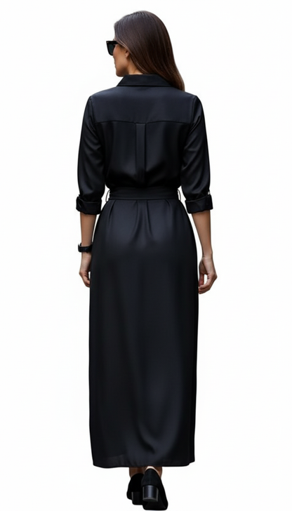 Black Cotton Exquisite Shirt Dress