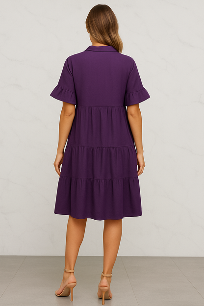 Ellara Purple Tiered Babydoll Dress