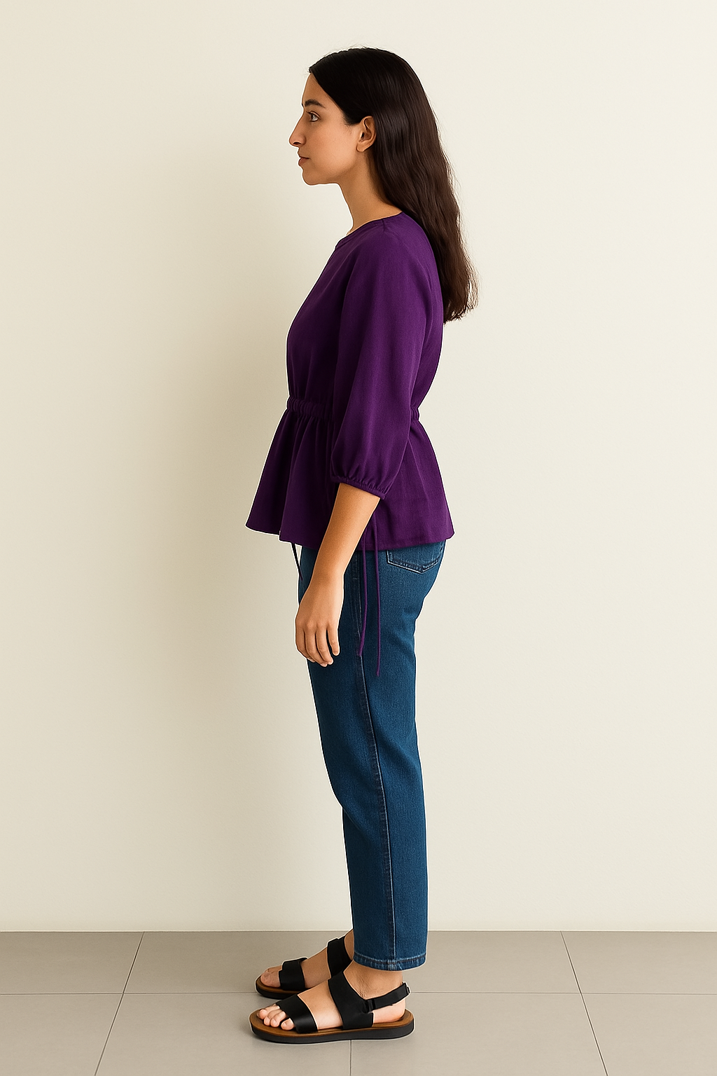 Ellara Side drawstring Round Neck Top
