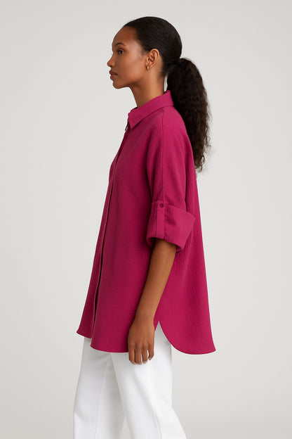 Premium Oversized Pink cotton double gauze Shirt