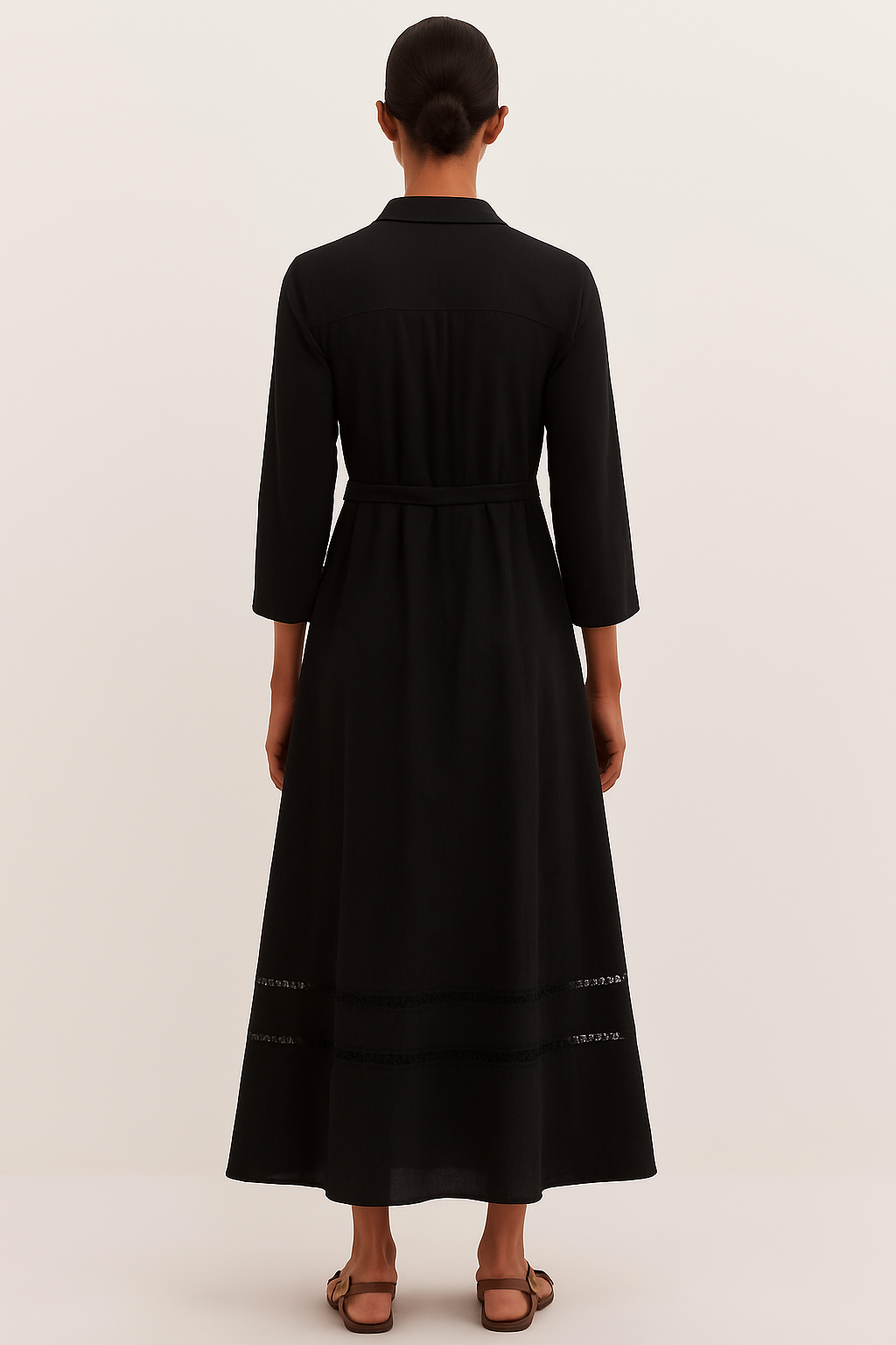 Ellara Black Ankle Length Dress with Lace Details