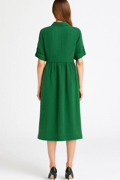 Ellara Green Midi Shirt Dress