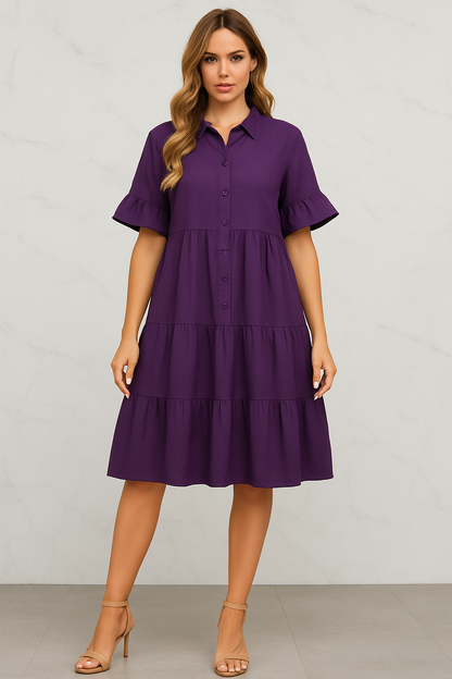 Ellara Purple Tiered Babydoll Dress