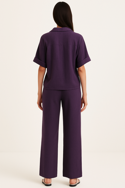 Purple Cotton Double Gauze Co-ord Set
